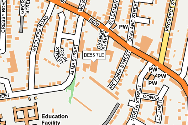 DE55 7LE map - OS OpenMap – Local (Ordnance Survey)