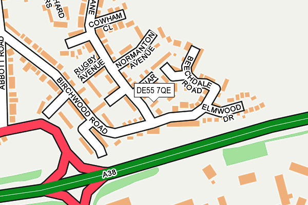 DE55 7QE map - OS OpenMap – Local (Ordnance Survey)