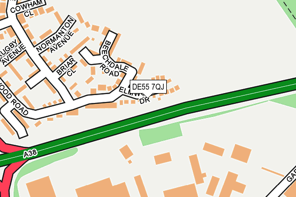 DE55 7QJ map - OS OpenMap – Local (Ordnance Survey)