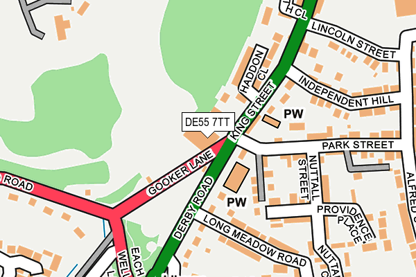 DE55 7TT map - OS OpenMap – Local (Ordnance Survey)