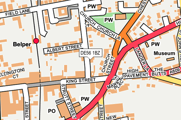 DE56 1BZ map - OS OpenMap – Local (Ordnance Survey)