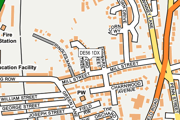 DE56 1DX map - OS OpenMap – Local (Ordnance Survey)