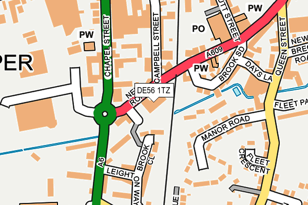 DE56 1TZ map - OS OpenMap – Local (Ordnance Survey)