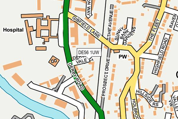 DE56 1UW map - OS OpenMap – Local (Ordnance Survey)