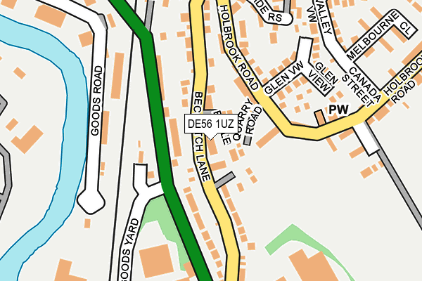 DE56 1UZ map - OS OpenMap – Local (Ordnance Survey)