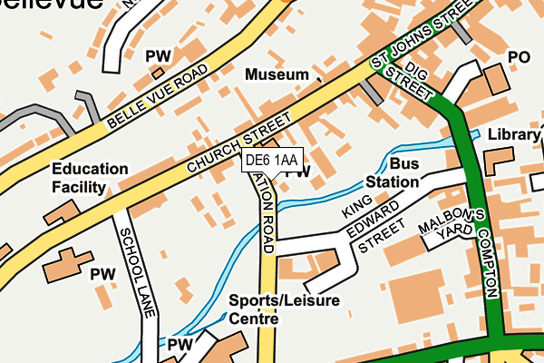 DE6 1AA map - OS OpenMap – Local (Ordnance Survey)
