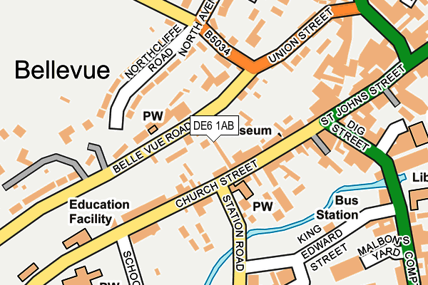 DE6 1AB map - OS OpenMap – Local (Ordnance Survey)