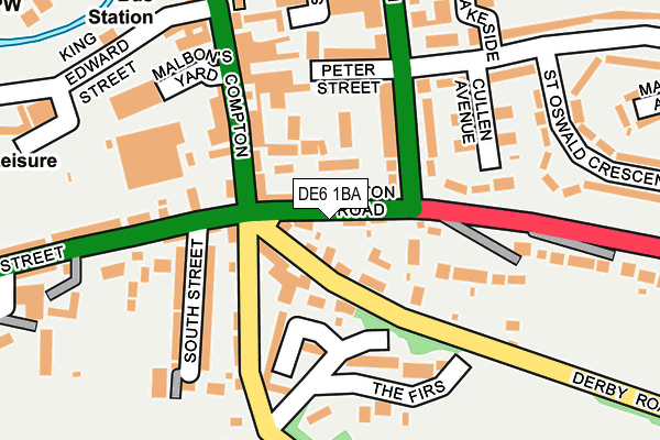 DE6 1BA map - OS OpenMap – Local (Ordnance Survey)