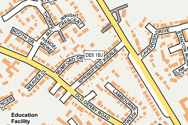 DE6 1BJ map - OS OpenMap – Local (Ordnance Survey)