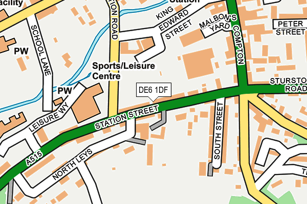 DE6 1DF map - OS OpenMap – Local (Ordnance Survey)