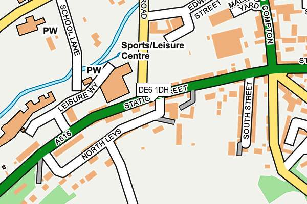 DE6 1DH map - OS OpenMap – Local (Ordnance Survey)