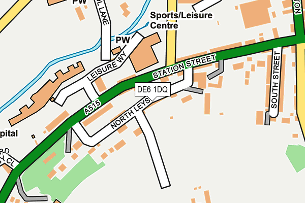 DE6 1DQ map - OS OpenMap – Local (Ordnance Survey)