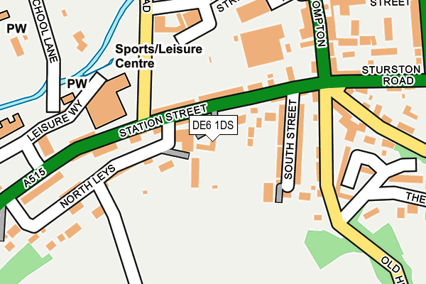 DE6 1DS map - OS OpenMap – Local (Ordnance Survey)