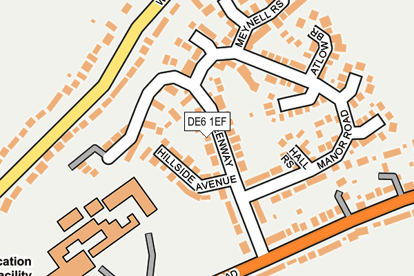 DE6 1EF map - OS OpenMap – Local (Ordnance Survey)