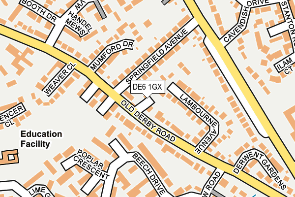 DE6 1GX map - OS OpenMap – Local (Ordnance Survey)
