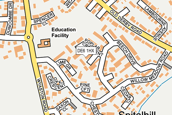 DE6 1HX map - OS OpenMap – Local (Ordnance Survey)