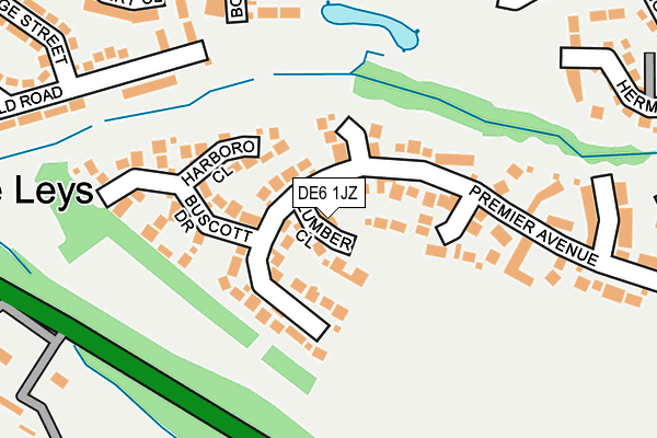 DE6 1JZ map - OS OpenMap – Local (Ordnance Survey)