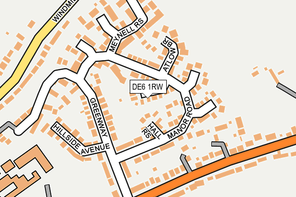 DE6 1RW map - OS OpenMap – Local (Ordnance Survey)