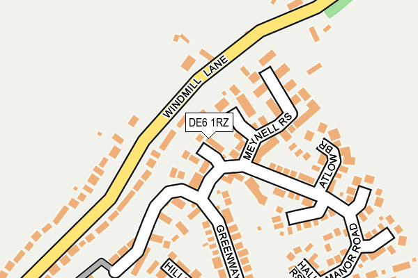 DE6 1RZ map - OS OpenMap – Local (Ordnance Survey)