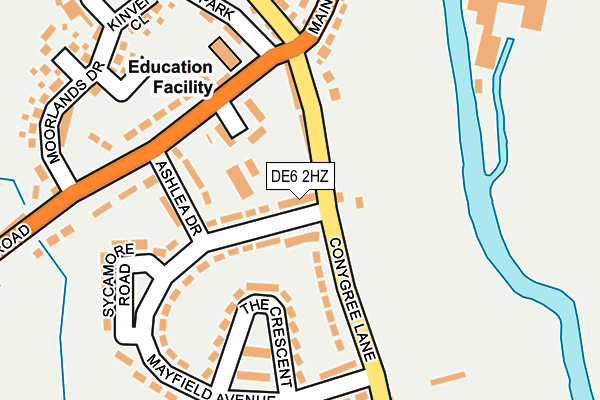 DE6 2HZ map - OS OpenMap – Local (Ordnance Survey)
