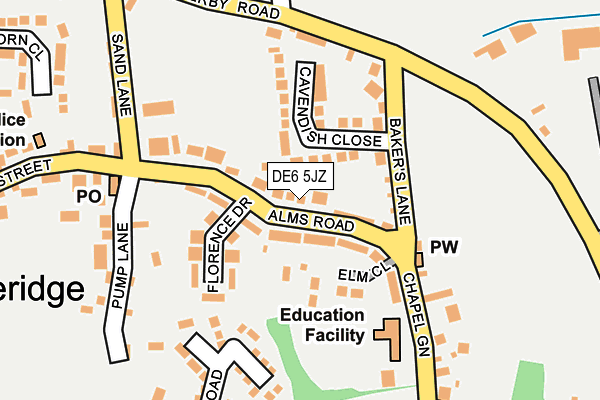 DE6 5JZ map - OS OpenMap – Local (Ordnance Survey)