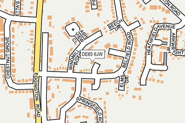 DE65 6JW map - OS OpenMap – Local (Ordnance Survey)