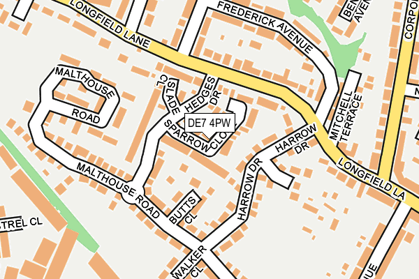 DE7 4PW map - OS OpenMap – Local (Ordnance Survey)