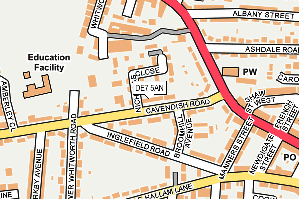 DE7 5AN map - OS OpenMap – Local (Ordnance Survey)