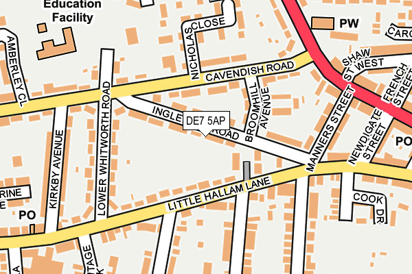 DE7 5AP map - OS OpenMap – Local (Ordnance Survey)