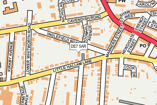 DE7 5AR map - OS OpenMap – Local (Ordnance Survey)