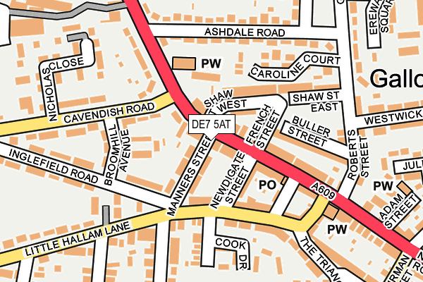DE7 5AT map - OS OpenMap – Local (Ordnance Survey)