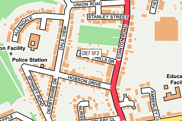 DE7 5FZ map - OS OpenMap – Local (Ordnance Survey)