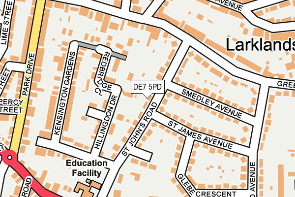 DE7 5PD map - OS OpenMap – Local (Ordnance Survey)