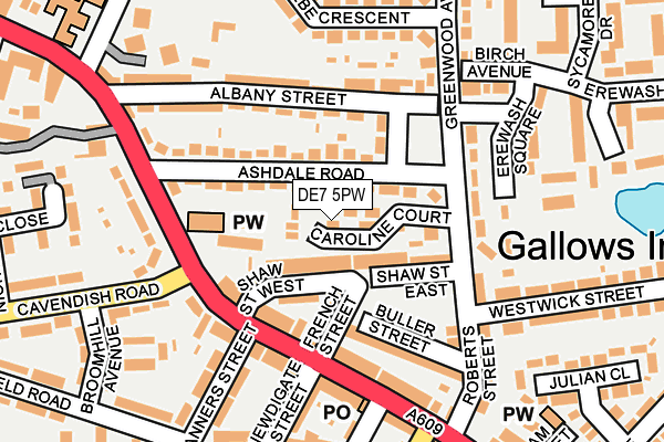 DE7 5PW map - OS OpenMap – Local (Ordnance Survey)