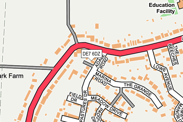 DE7 6DZ map - OS OpenMap – Local (Ordnance Survey)