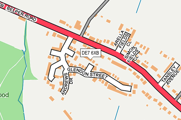 DE7 6XB map - OS OpenMap – Local (Ordnance Survey)