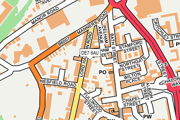 DE7 8AU map - OS OpenMap – Local (Ordnance Survey)