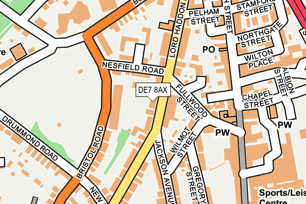 DE7 8AX map - OS OpenMap – Local (Ordnance Survey)