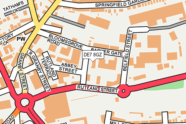 DE7 8GZ map - OS OpenMap – Local (Ordnance Survey)