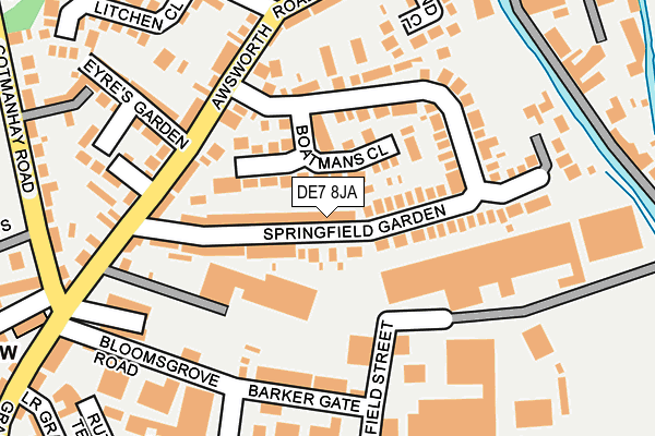 DE7 8JA map - OS OpenMap – Local (Ordnance Survey)