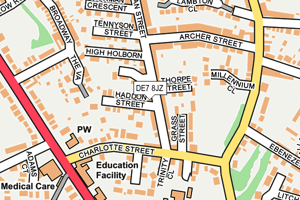 DE7 8JZ map - OS OpenMap – Local (Ordnance Survey)