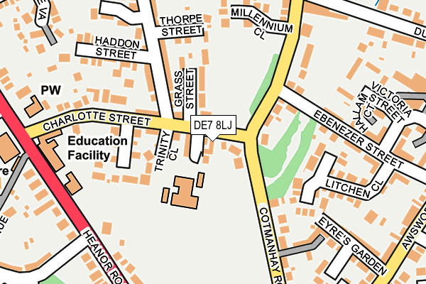 DE7 8LJ map - OS OpenMap – Local (Ordnance Survey)