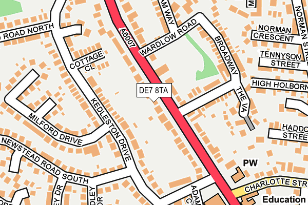 DE7 8TA map - OS OpenMap – Local (Ordnance Survey)