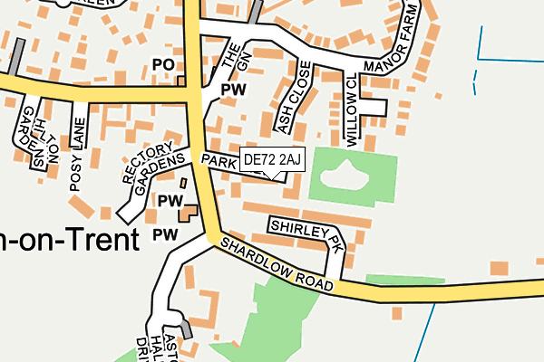 DE72 2AJ map - OS OpenMap – Local (Ordnance Survey)