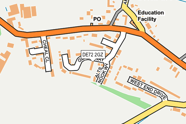 DE72 2GZ map - OS OpenMap – Local (Ordnance Survey)
