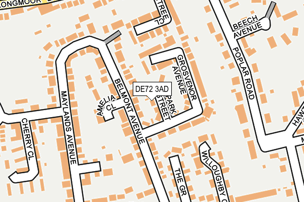 DE72 3AD map - OS OpenMap – Local (Ordnance Survey)