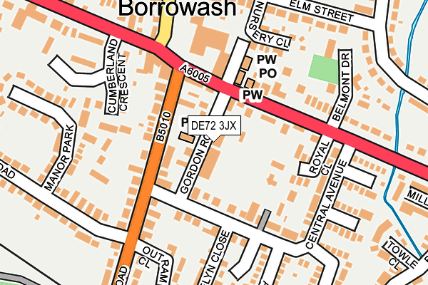 DE72 3JX map - OS OpenMap – Local (Ordnance Survey)