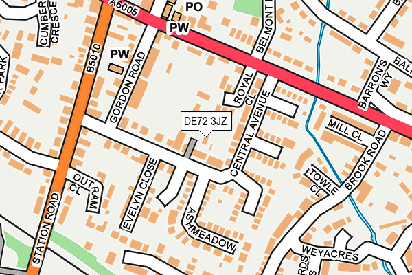 DE72 3JZ map - OS OpenMap – Local (Ordnance Survey)