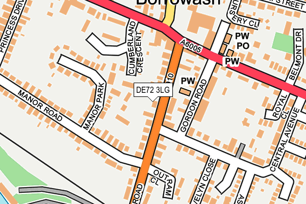 DE72 3LG map - OS OpenMap – Local (Ordnance Survey)