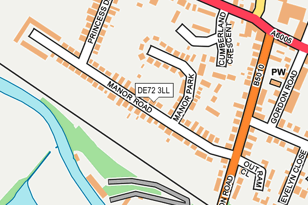 DE72 3LL map - OS OpenMap – Local (Ordnance Survey)